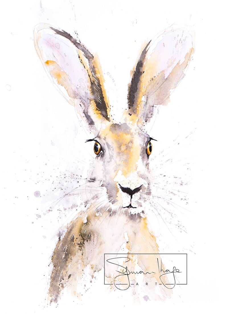 Hand Signed Limited Edition Print of my original hare painting image 2