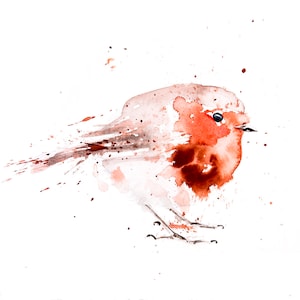 Fat Robin Red Breast No.1 - Hand Signed limited edition Print of my Original Watercolour Painting of a Robin -  Birds Wall Art Nursery Art