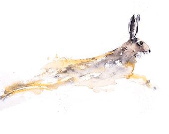 Chancer - Signed limited Edition Print of my Original Water Colour Painting of a Hare