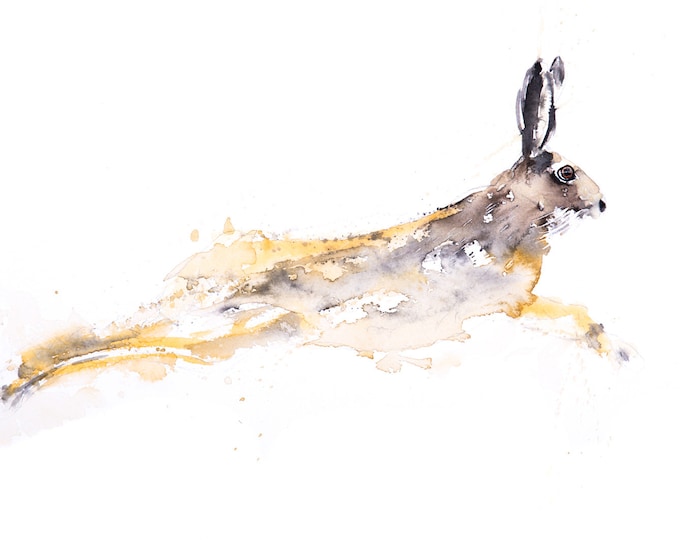 Chancer - Signed limited Edition Print of my Original Water Colour Painting of a Hare