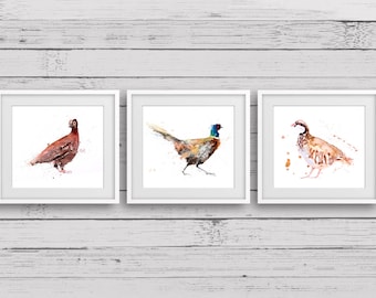 Watercolour Painting of Partridge, Pheasant, Grouse - Beautiful watercolour wildlife prints - Hand signed with love