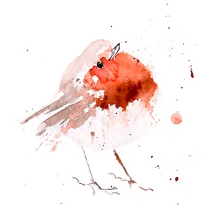 Fat Robin Red Breast No.4 - Hand Signed limited edition Print of my Original Watercolour Painting of a Robin -  Birds Wall Art Nursery Art