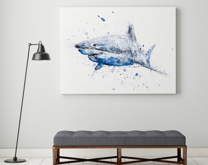 Shark Canvas Print of my Original Abstract Shark Painting Shark No.1