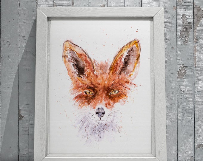 Fox Watercolor Painting - Fox Wall Art watercolour  Hand Signed Numbered Dated and Embossed Limited Edition Print of my Original painting