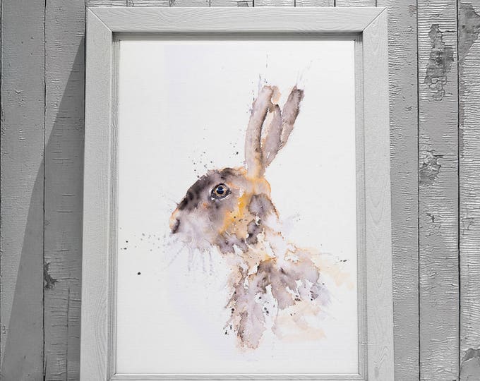 Warren Hare Watercolour  - Signed limited Edition Print of my Original Water Colour Painting of a Hare