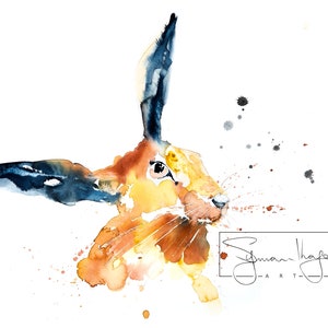 Hare Painting No.1 - Hand Signed Limited Edition Print of my Original Water Colour Painting of a Hare