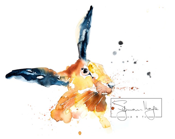 Hare Painting No.1 - Hand Signed Limited Edition Print of my Original Water Colour Painting of a Hare