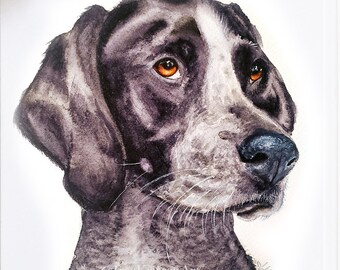 Custom Watercolor Pet Portrait Christmas Gift Holiday Present Fundraiser Mother's Day Father's Day Gift Dog Memorial Watercolor Dog
