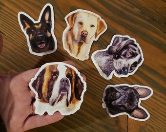 Dog Vinyl Sticker, Cute Stickers, Laptop Stickers, Dog Stickers, St Bernard, German Shepherd, Frenchie, Yellow Lab, Pointer