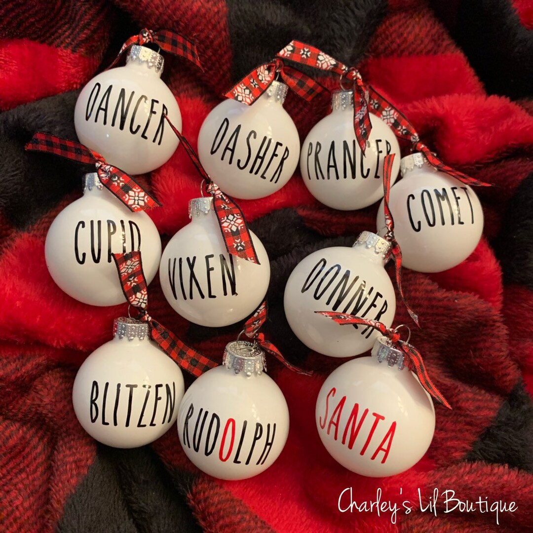 Rae Dunn Inspired Ornament Set/santa's Reindeer Ornament Etsy