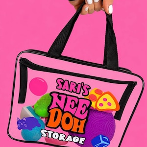 Personalized Squishy Storage Bag | Custom Squishy Toy Organizer | Clear Zipper Carry Case | Fidget Toy Storage | Gift for Kids & Collectors