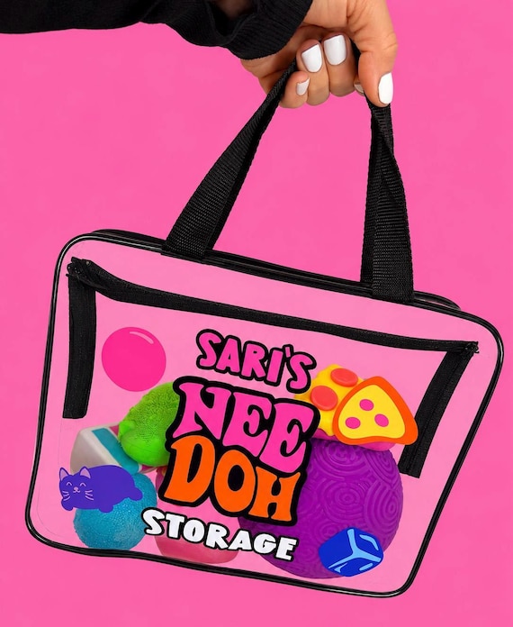 Personalized Squishy Storage Bag | Custom Squishy Toy Organizer | Clear Zipper Carry Case | Fidget Toy Storage | Gift for Kids & Collectors