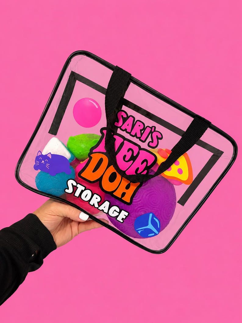 Personalized Squishy Storage Bag | Custom Squishy Toy Organizer | Clear Zipper Carry Case | Fidget Toy Storage | Gift for Kids & Collectors zdjęcie 2
