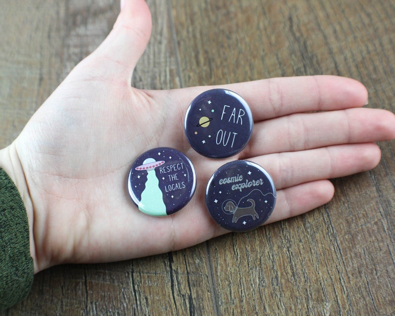 Space Button Pins Set Button Pins Pack Overall Pins Pins for Bags