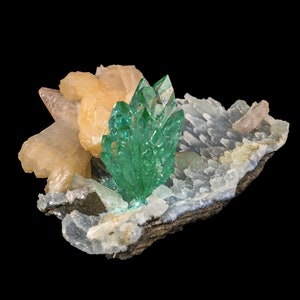 Green Apophyllite with Stilbite Natural Mineral Specimen # B 6884