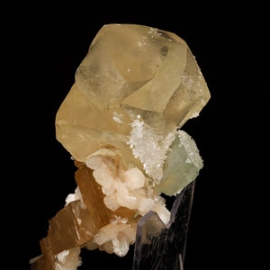 Calcite Golden Color with Apophyllite Natural Mineral Specimen # B 6616