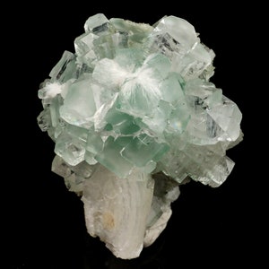 Green Apophyllite Disco Ball with Stilbite Natural Mineral Specimen # B 6535