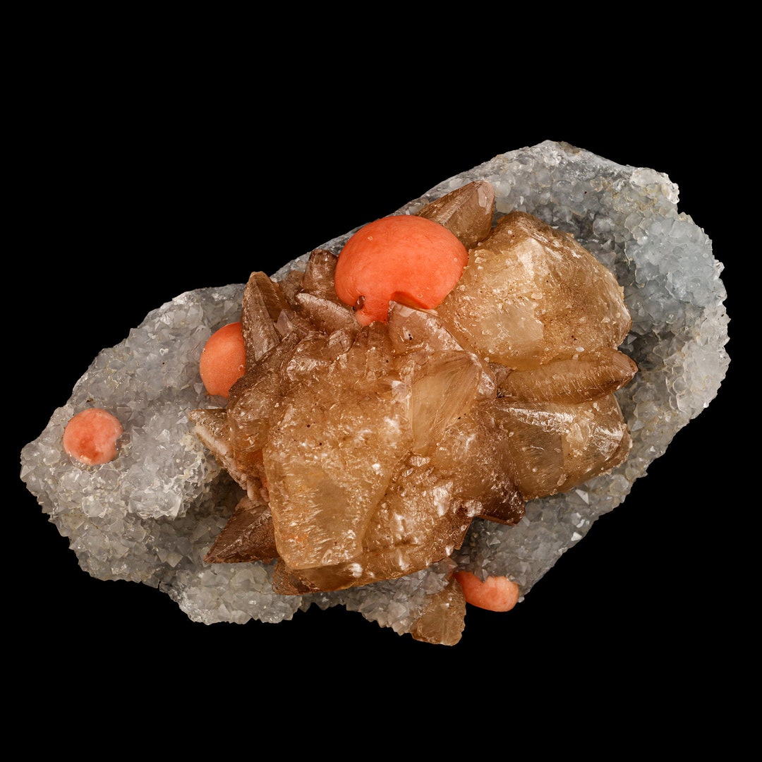 Huge Red Botryoidal Fluorite Ball on Calcite Very Rare Natural Mineral ...