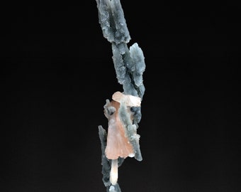 Heulandite with Stilbite on Chalcedony Stalactite - #20T08