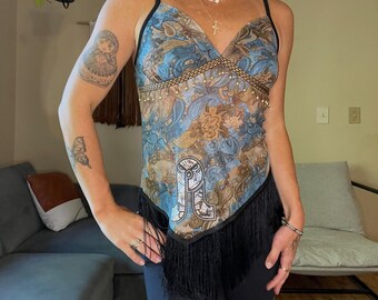 Pretty Lights Fringe Mesh Tank