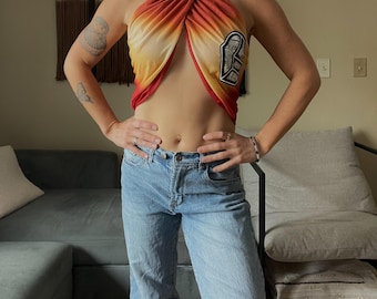Pretty Lights Sunset Twist Halter Crop Top