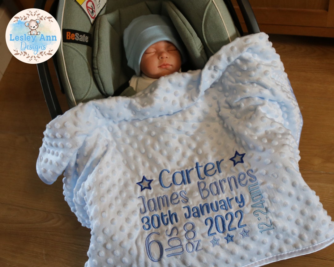 Buy Personalised Baby Blanket With Name, Embroidered Newborn Gift