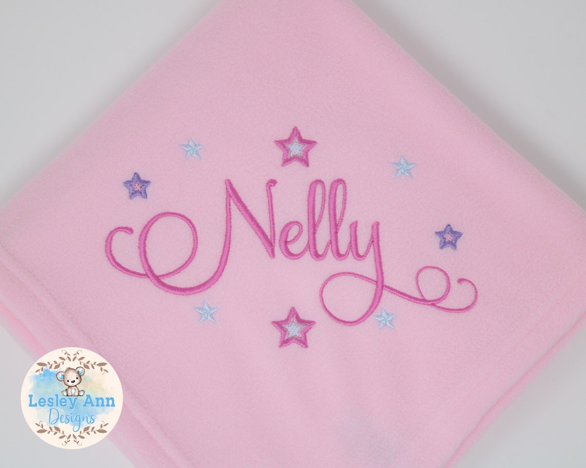 Embroidered Soft Fleece Baby Blanket With Name and Stars Etsy UK