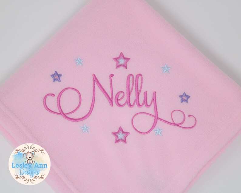 Embroidered Soft Fleece Baby Blanket With Name and Stars Etsy UK