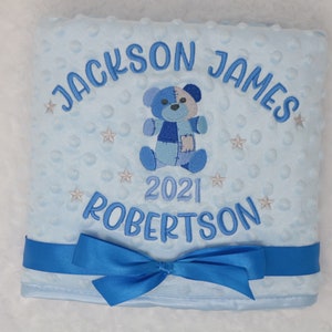 Personalised White Baby  Dimple Blanket gift Baby Boy 