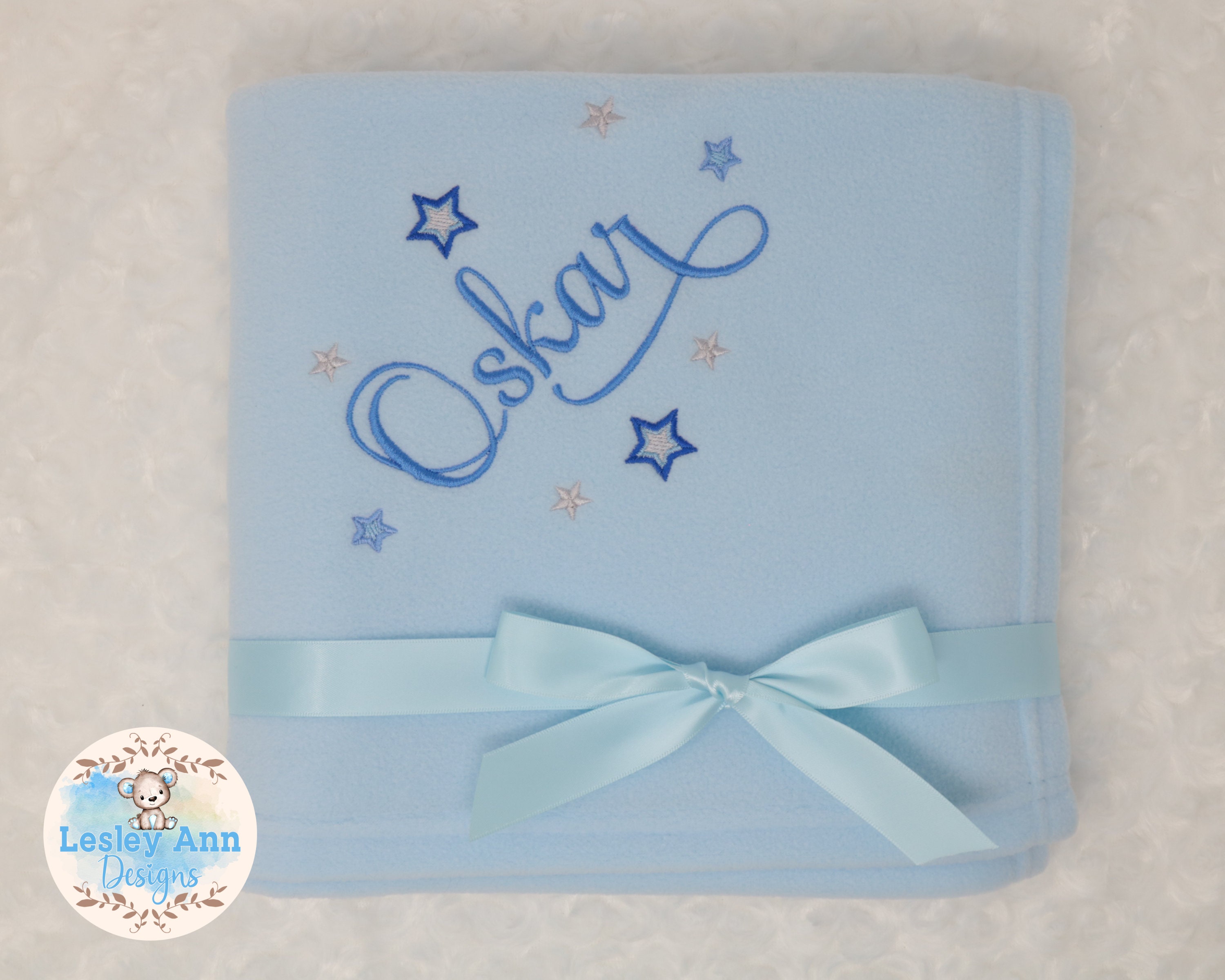 Embroidered Soft Fleece Baby Blanket With Name and Stars Etsy UK