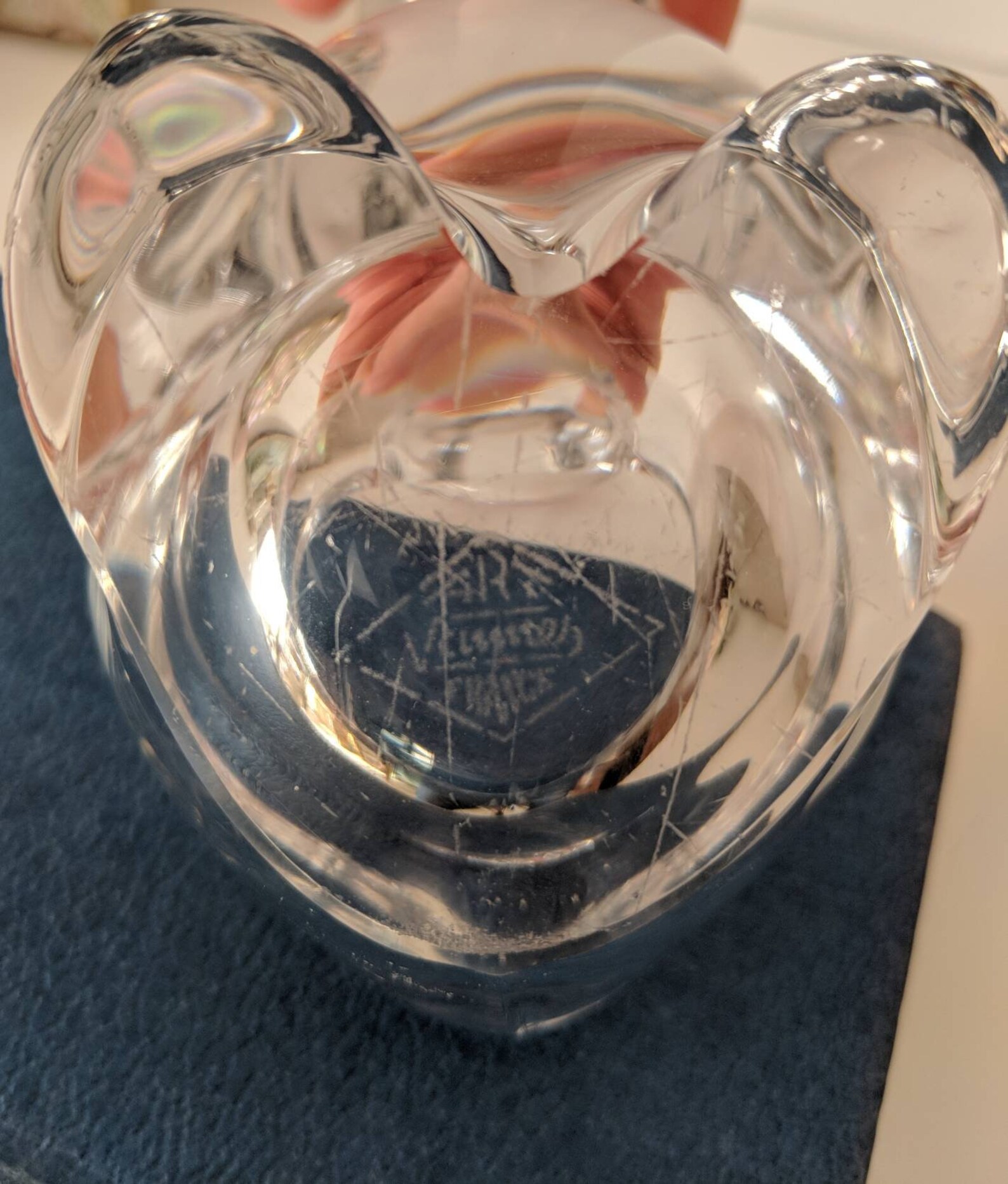 Vintage Art Verre Vannes Art Le Chatel France Cristal Pomme