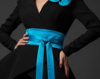 Satingürtel für Brautkleider, Maßanfertigung, formelle Kleiderschärpe, blauer Satingürtel, Abendkleid, Brautjungfernkleid, türkisfarbener Gürtel