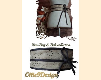 Brown and beige belt, Obi Belt, Reversible wide wrap belt, Faux Leather belt, Women's belt, Wide wrap belt, Tie belt