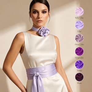 Cintura in raso color lavanda, fascia obi larga per abito da sera, fascia da damigella d'onore, cintura personalizzata taglie forti