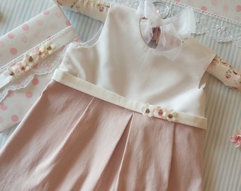 Flower Girl Dress, Junior Bridesmaid Dress, White and Blush Baby Dress, Various color dress