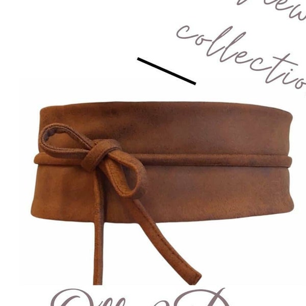 Copper Brown Obi Belt, Brown wide belt, Camel belt, Wide wrap belt, Leather belt, Women's belt