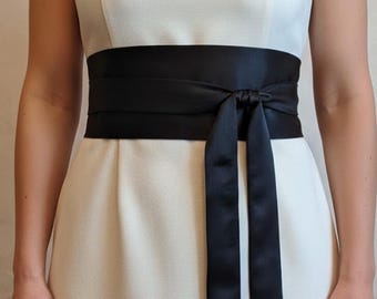 Breiter Satin Obi Gürtel für Frauen - Japanisch inspirierter Taillengürtel, Luxusgürtel zum Binden von Kleidern, 24 Farben