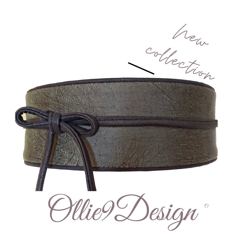 Cinturón obi beige con pintura ornamentada, Cinturón Obi, Cinturón de envoltura ancha reversible, Cinturón de cuero sintético, Cinturón de mujer, Cinturón de envoltura ancha, Cinturón de corbata Green & Dark Brown