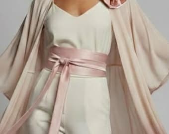 Satin bow belt, Light Pink Satin Sash,  Evening Bridesmaid Wedding Dress Blush custom size Belt