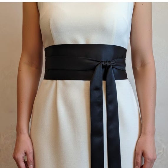 Wide Satin Obi Belt for Women – Custom Size Japanese Inspired Waist Belt, Luxury Tie Belt for Dresses, 24 Colors