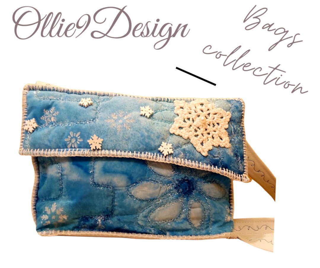 Blue Shoulder and Crossbody Bag, Snowflakes, Crossbody Purse, Everyday