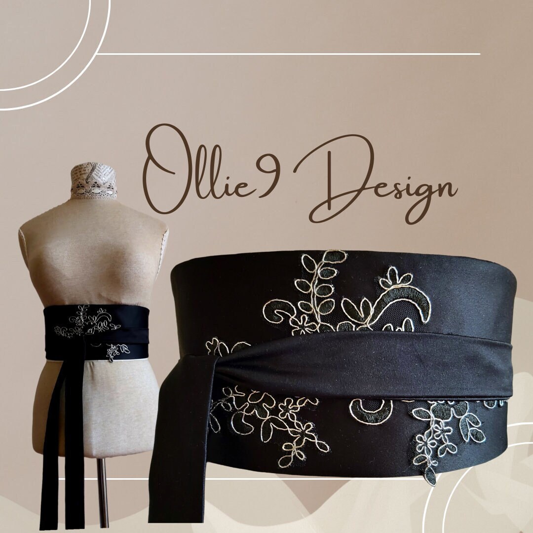 Black Obi Belt Black Satin Sash Reversible Obi Belt Etsy