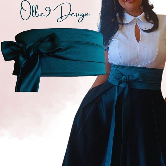 Cinturón de satén verde para vestido de novia, faja de tamaño