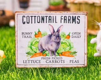 Made to Order Dollhouse Miniature Cottontail Farms Sign - Decorative Easter Sign - 1:12 Dollhouse Miniature Spring Sign