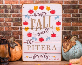 Made to Order Dollhouse Miniature Personalized Happy Fall Y'all Porch Sign - 1:12 Dollhouse Miniature Autumn Sign - Fall Miniatures