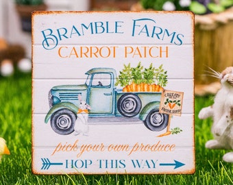 Made to Order Dollhouse Miniature Bramble Farms Carrot Patch Sign - Decorative Easter Sign - 1:12 Dollhouse Miniature Spring Sign