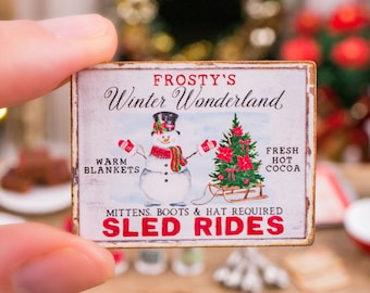 Made to Order Dollhouse Miniature Frosty's Winter Wonderland Sign - 1:12 Dollhouse Miniature Christmas Sign