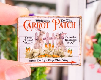 Made to Order Dollhouse Miniature Welcome to The Carrot Patch Sign - Decorative Easter Sign - 1:12 Dollhouse Miniature Spring Sign