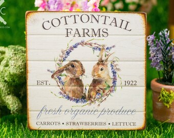 Made to Order Dollhouse Miniature Cottontail Farms Sign - Decorative Easter Sign - 1:12 Dollhouse Miniature Easter Sign