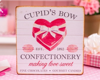 Made to Order Dollhouse Miniature Cupid's Bow Confectionery Valentine's Day Sign - 1:12 Dollhouse Miniature Valentine's Day Sign